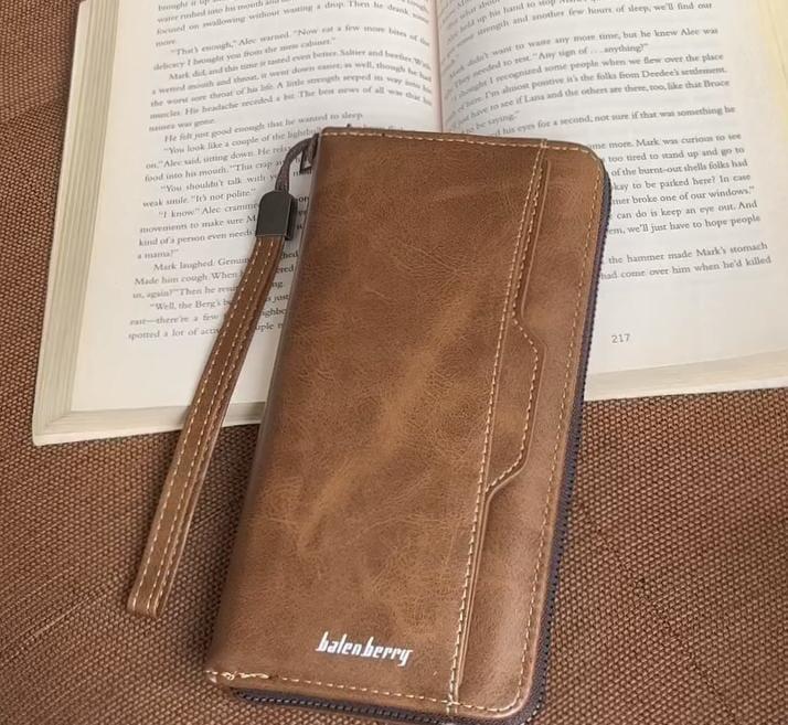Men’s Long PU Leather Zipper Wallet