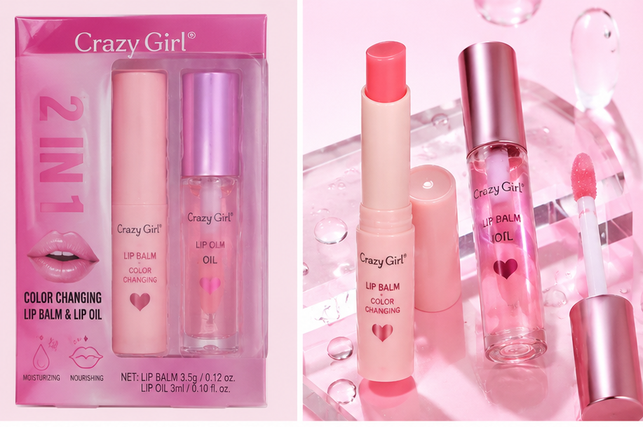 Crazy Girl 2 In 1 Color Changing Lip Balm & Lip Oil Set