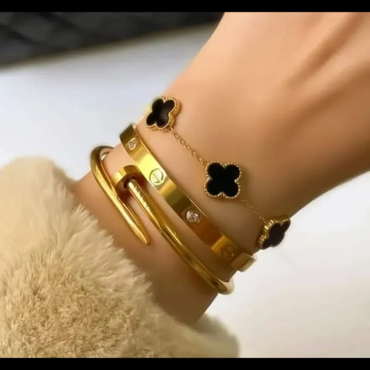 Stainless Steel 3 Piece Bracelet And Bangle Combo