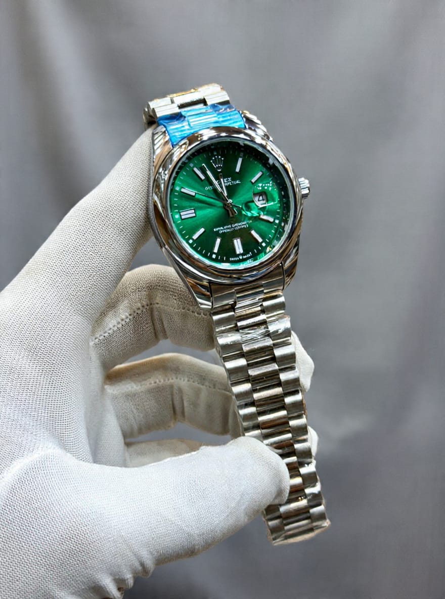 Rolex Brand Oyster Perpetual Watch With Stainless Steel Chain