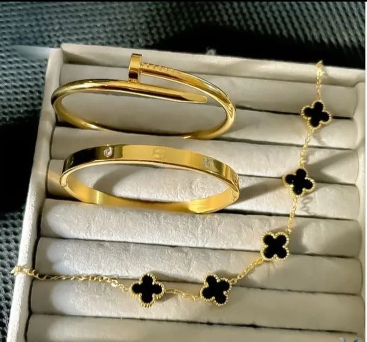 Stainless Steel 3 Piece Bracelet And Bangle Combo