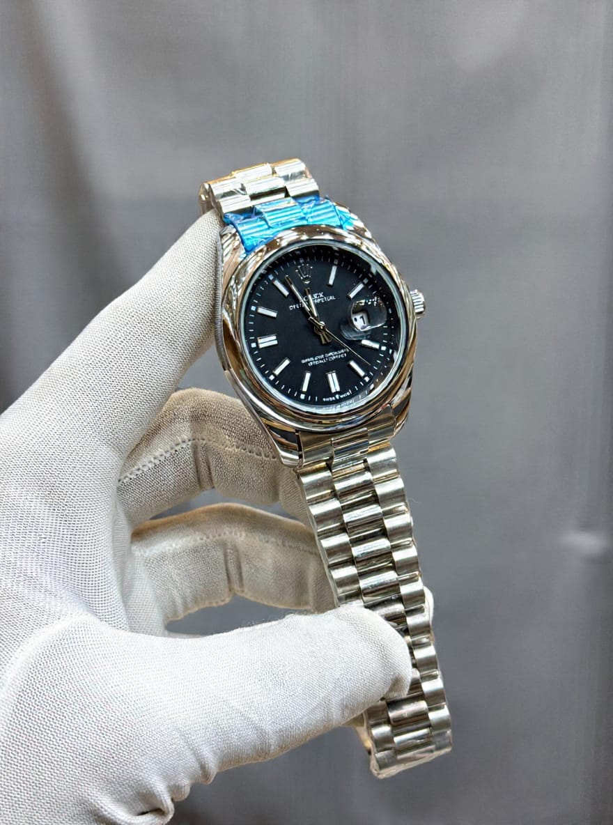 Rolex Brand Oyster Perpetual Watch With Stainless Steel Chain