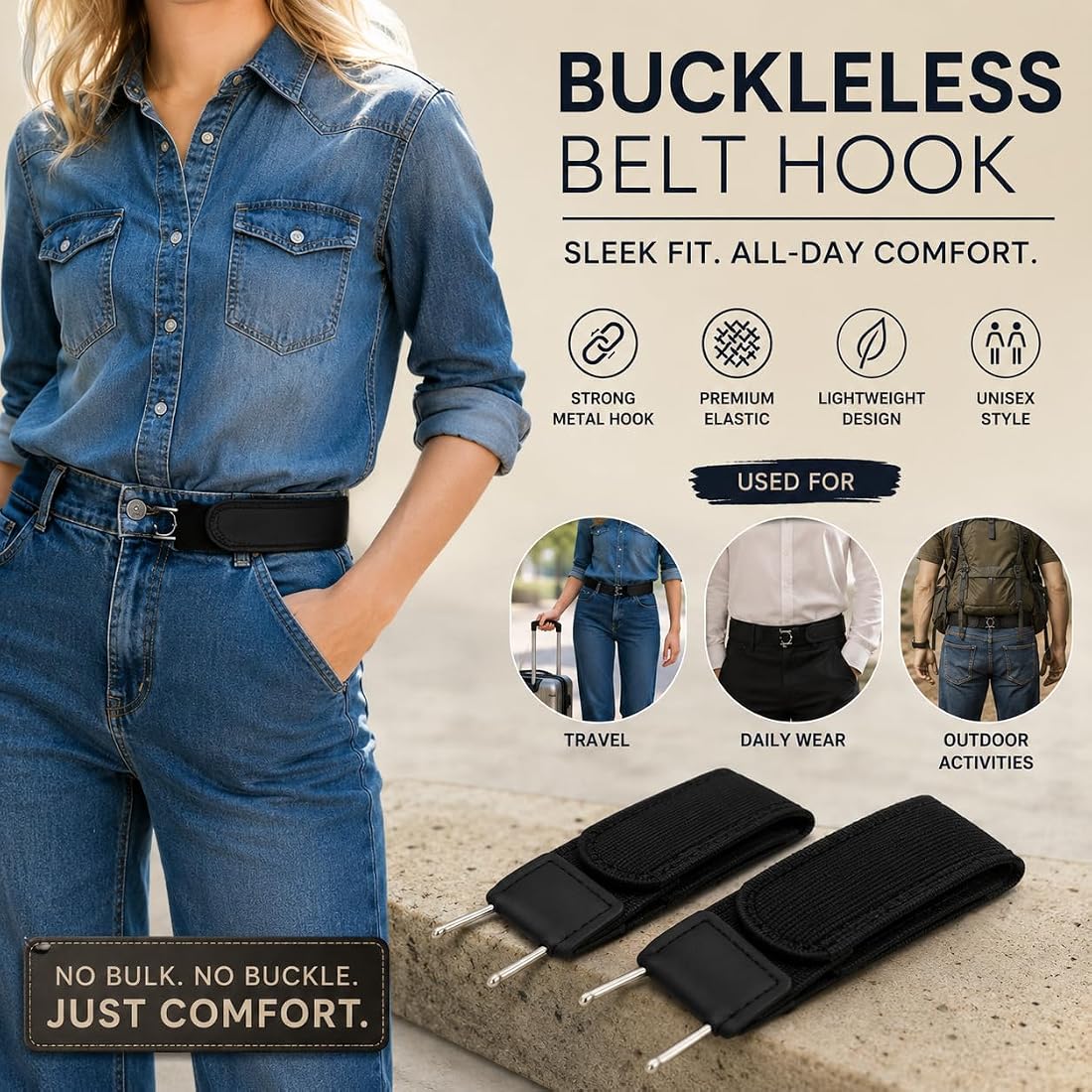 Adjustable Buckleless Elastic Waist Belt
