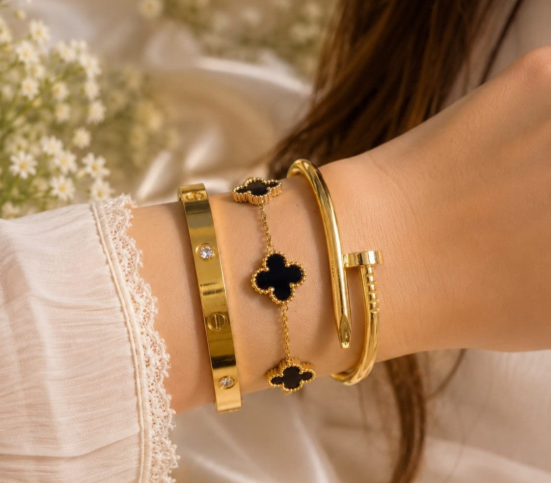 Stainless Steel 3 Piece Bracelet And Bangle Combo