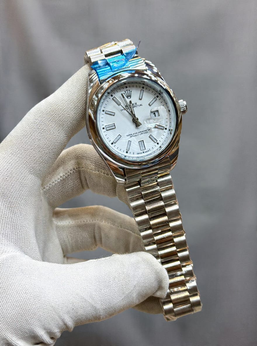 Rolex Brand Oyster Perpetual Watch With Stainless Steel Chain