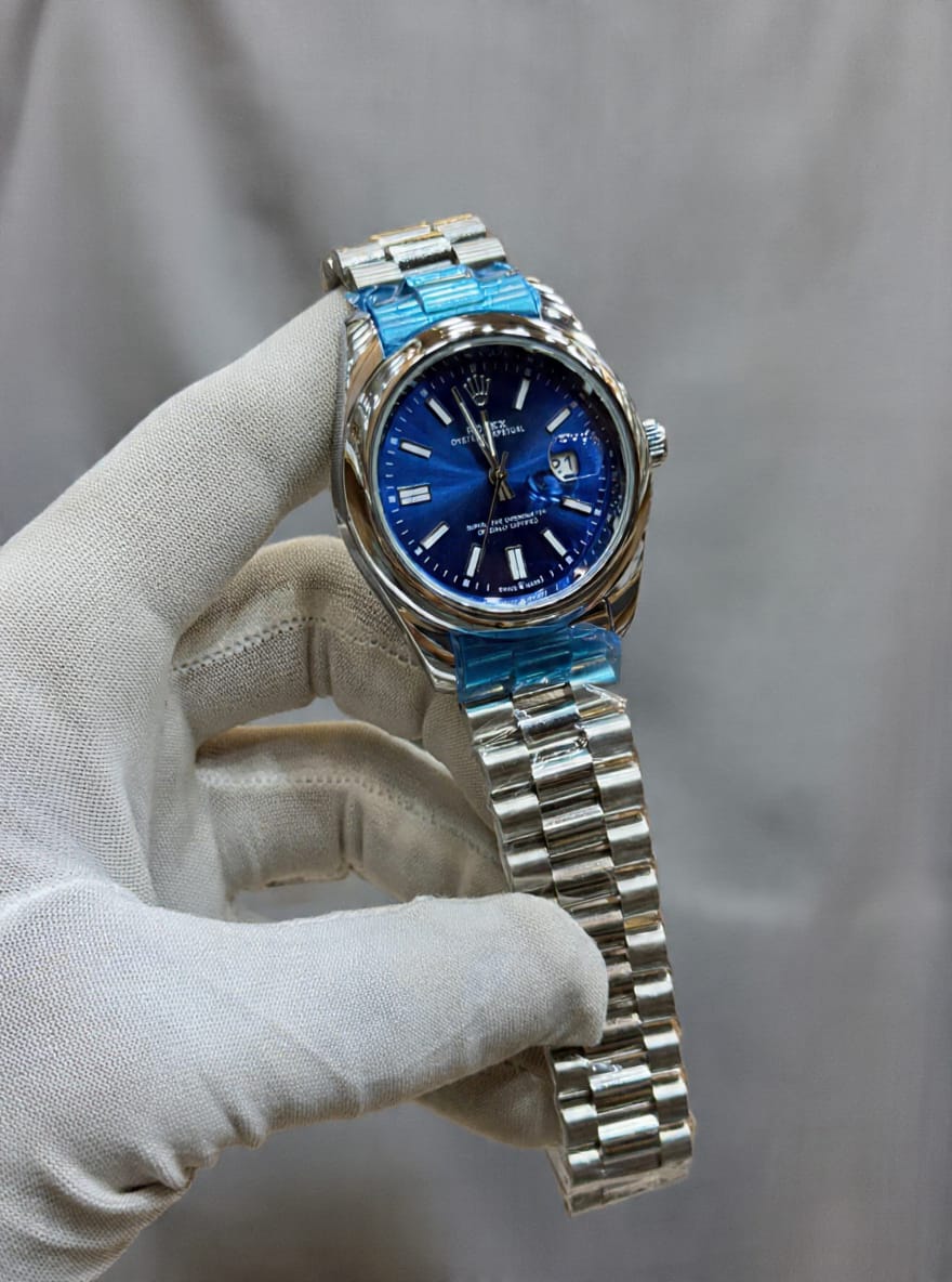 Rolex Brand Oyster Perpetual Watch With Stainless Steel Chain
