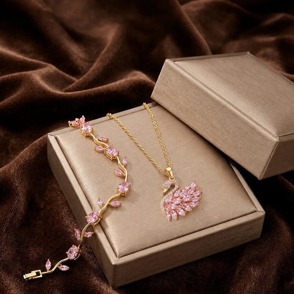 Tulip Bracelet With Swan Necklace