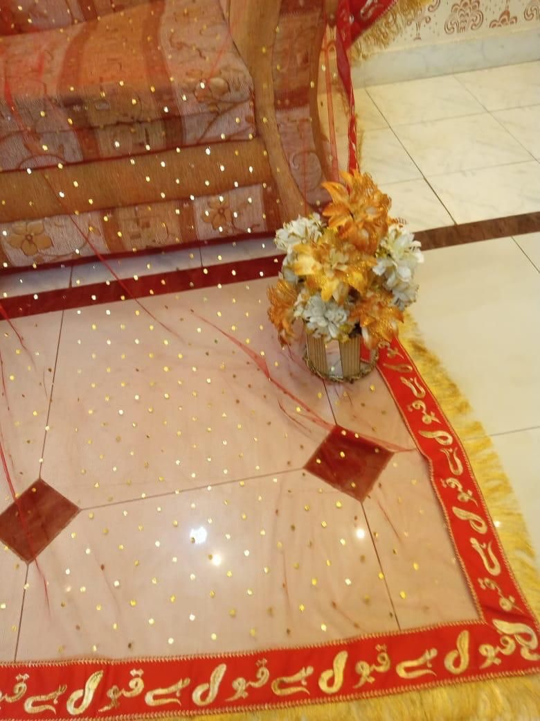 Nikkah Bridal Red Dupatta with Qabool Hai Embroidery