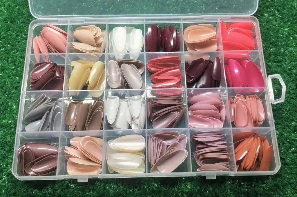 576 Pcs Multicolor Stick-On Artificial Nails Box with Free Glue