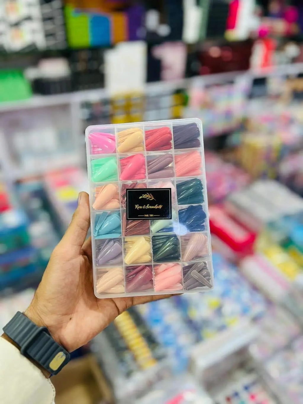 576 Pcs Multicolor Stick-On Artificial Nails Box with Free Glue