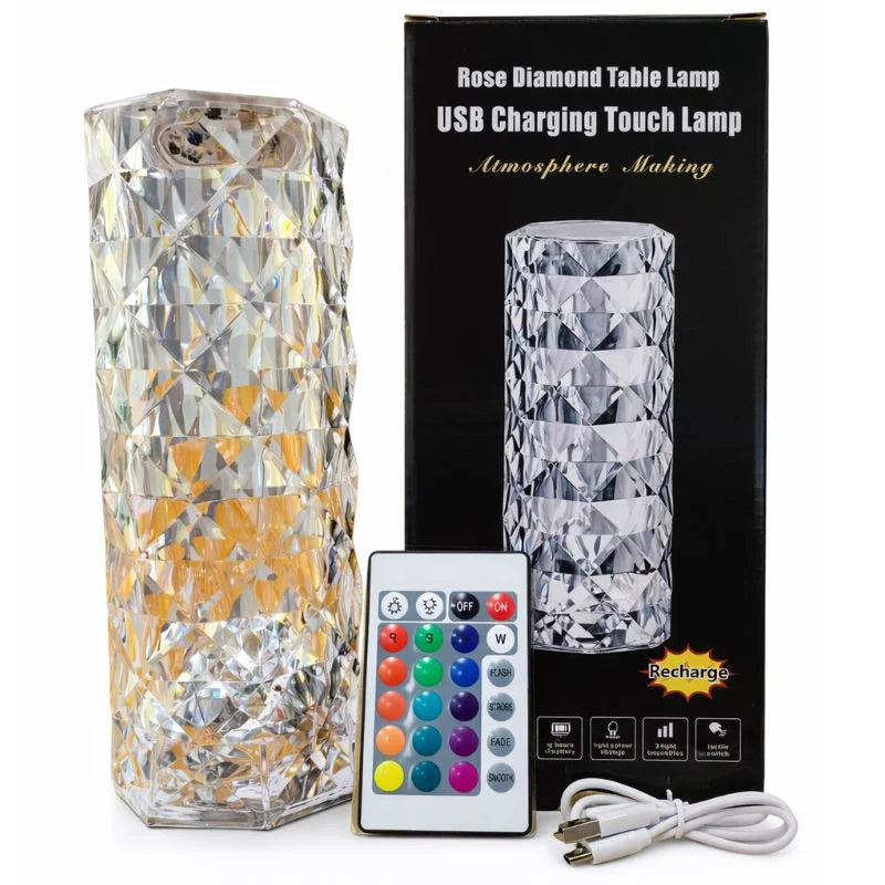 Romantic Diamond Rose Crystal Lamp
