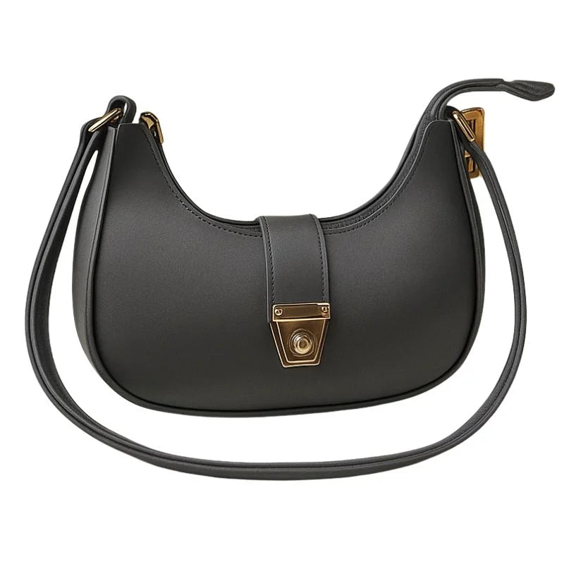 Stylish Gray Crescent Handbag