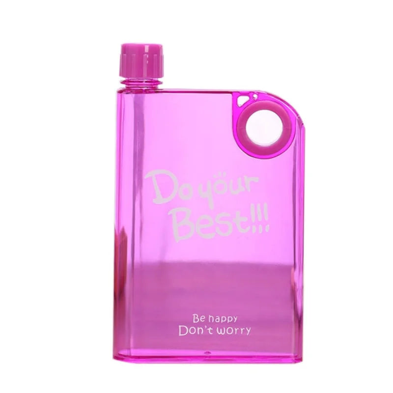 Slim portable notebook-style water bottle