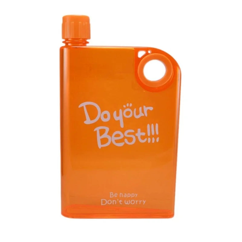 Slim portable notebook-style water bottle