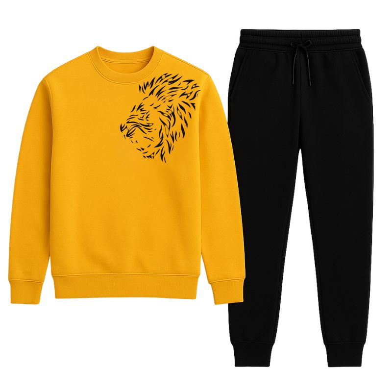 LION Printed Yellow Tracksuit Sweatshirt & Trouser