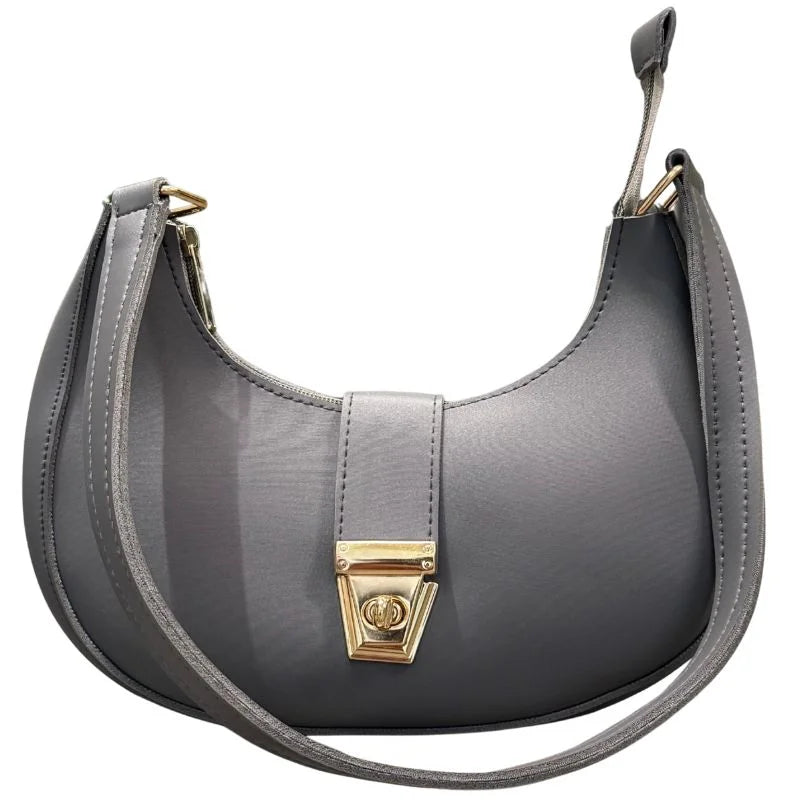 Stylish Gray Crescent Handbag