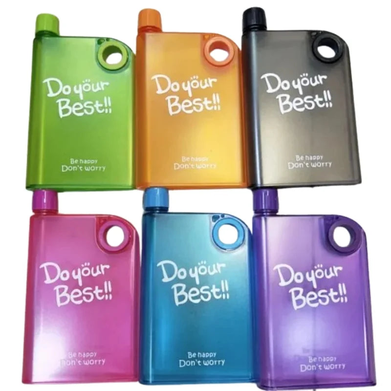 Slim portable notebook-style water bottle