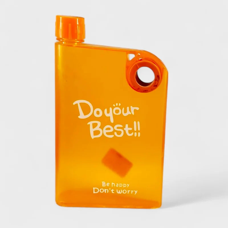 Slim portable notebook-style water bottle
