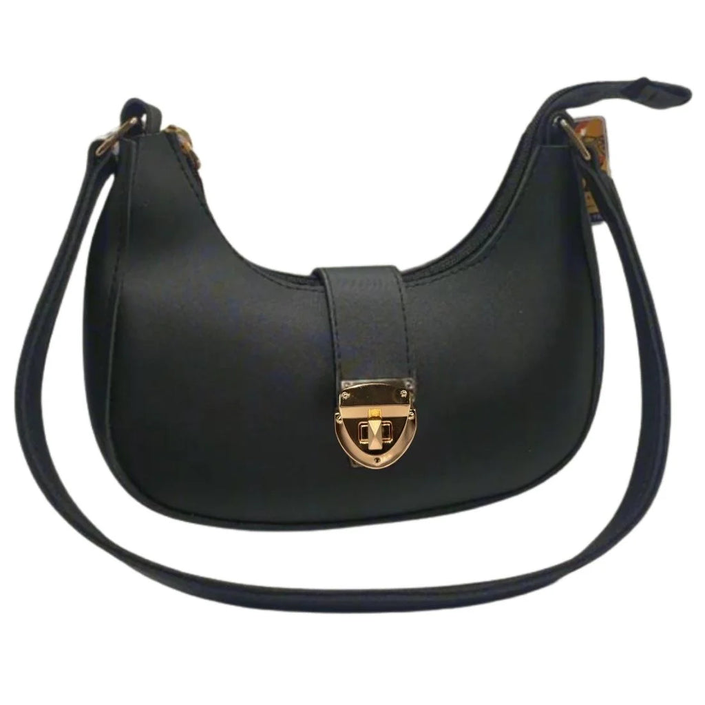 Elegant black crescent shoulder bag