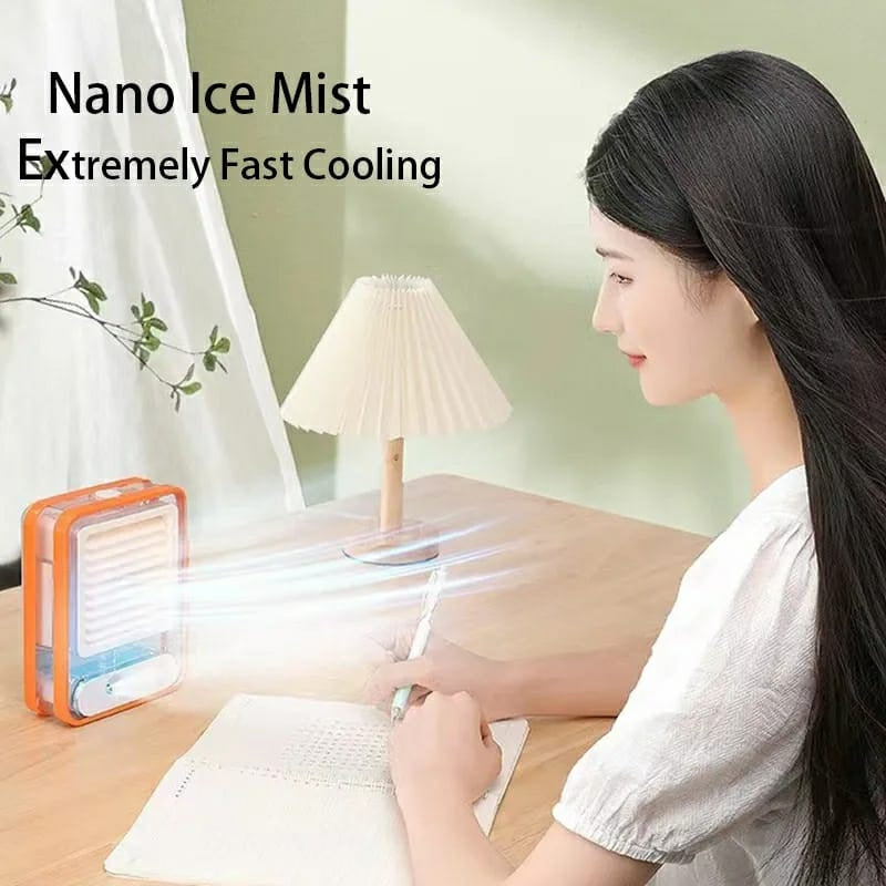 Compact cooling fan with mist