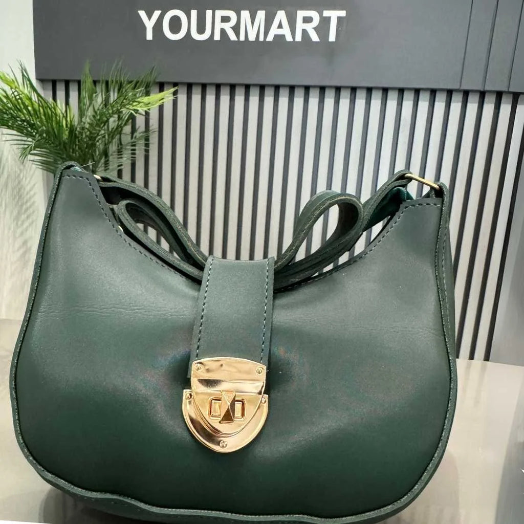 Elegant deep green shoulder bag