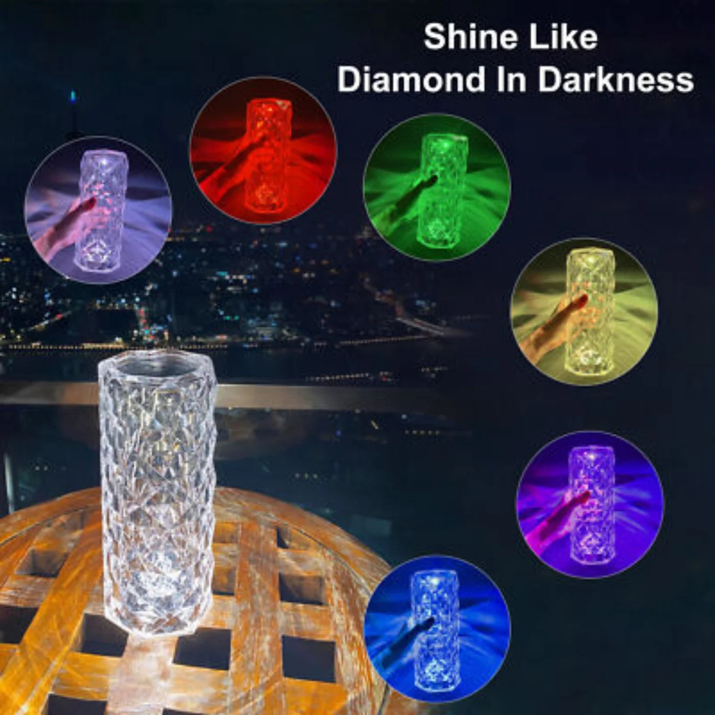 Romantic Diamond Rose Crystal Lamp
