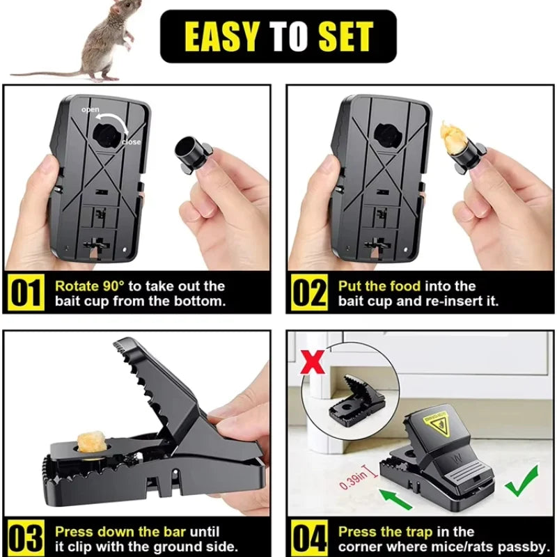Fast-action reusable plastic mouse trap