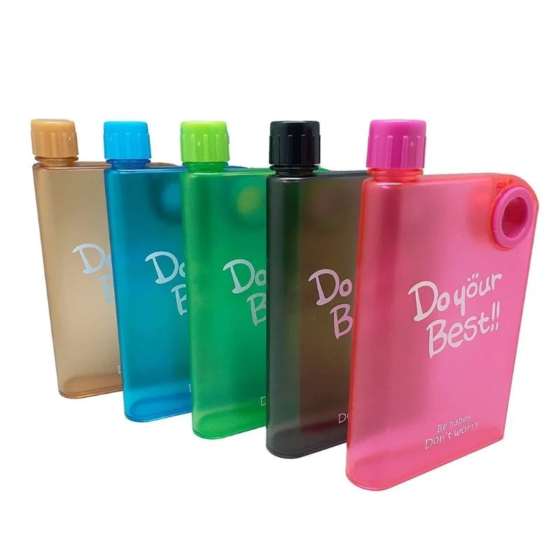 Slim portable notebook-style water bottle