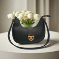 Elegant black crescent shoulder bag