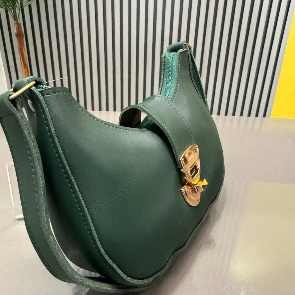 Elegant deep green shoulder bag