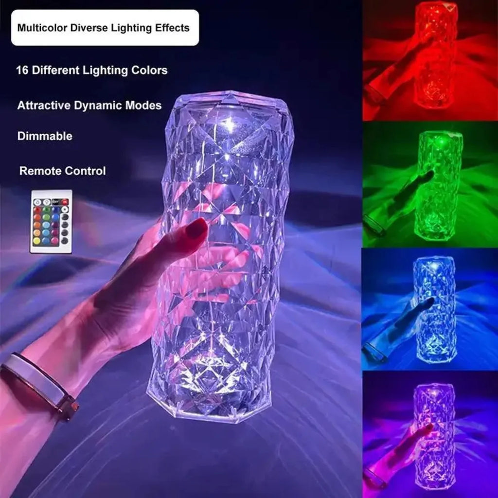 Romantic Diamond Rose Crystal Lamp