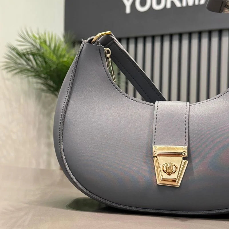 Stylish Gray Crescent Handbag