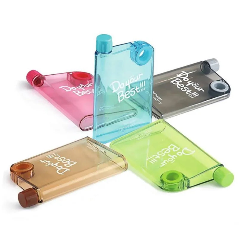 Slim portable notebook-style water bottle