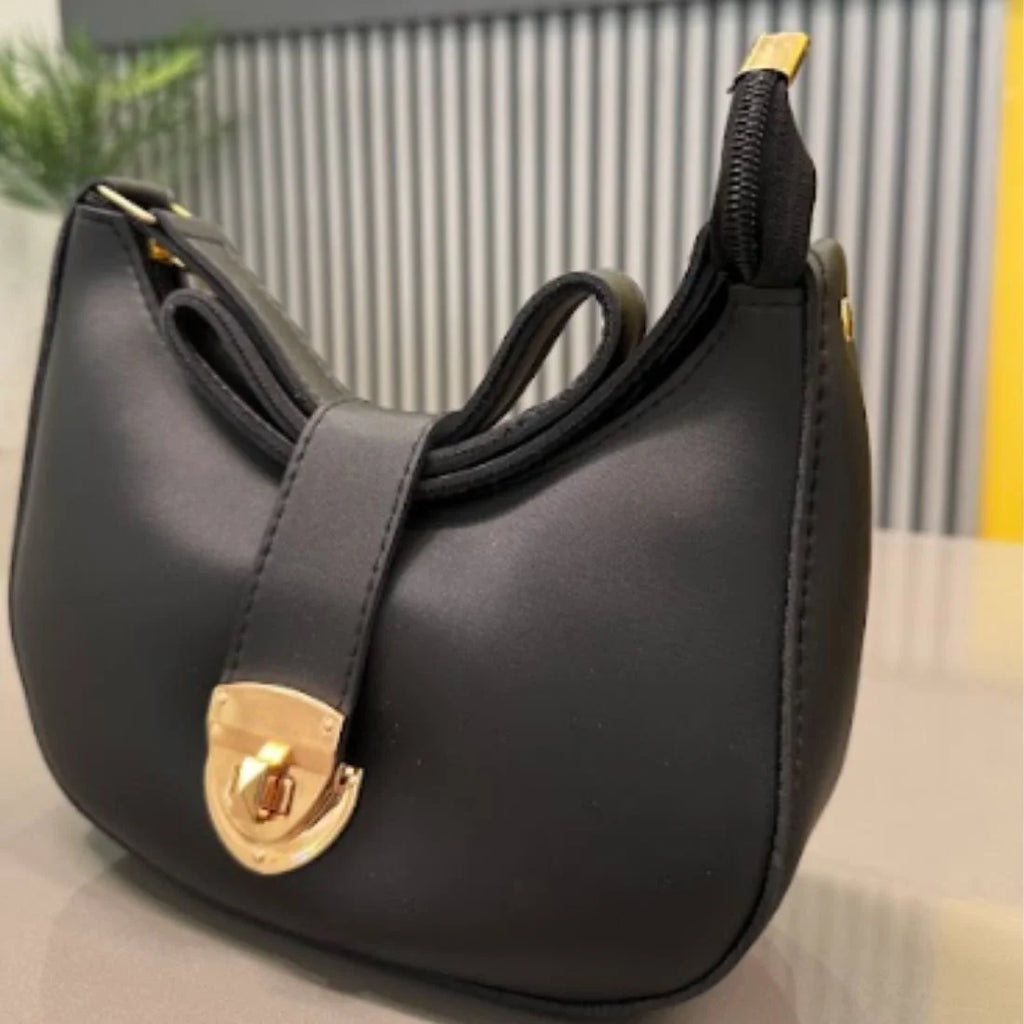Elegant black crescent shoulder bag