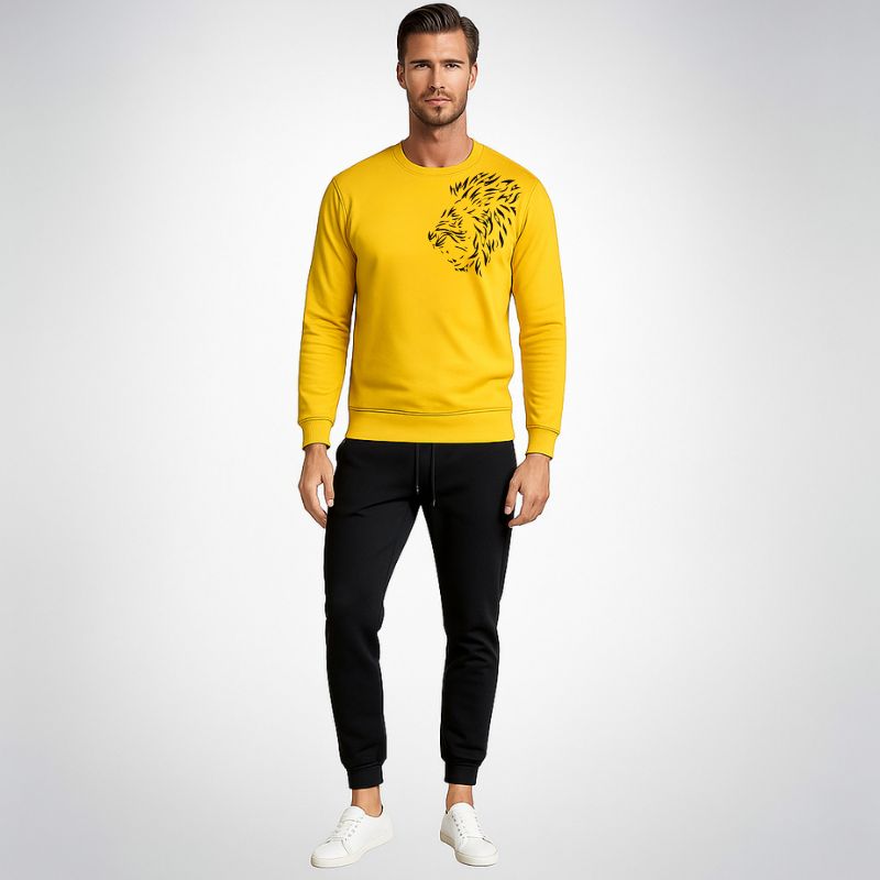 LION Printed Yellow Tracksuit Sweatshirt & Trouser