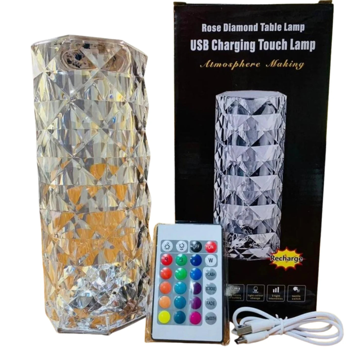 Romantic Diamond Rose Crystal Lamp