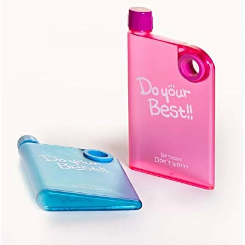 Slim portable notebook-style water bottle