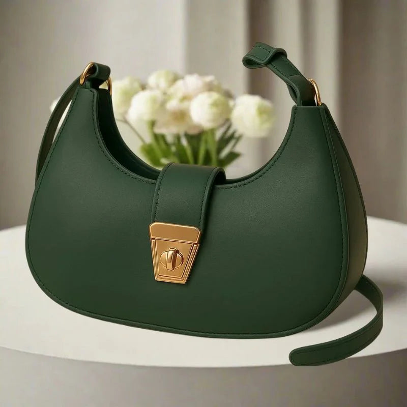 Elegant deep green shoulder bag