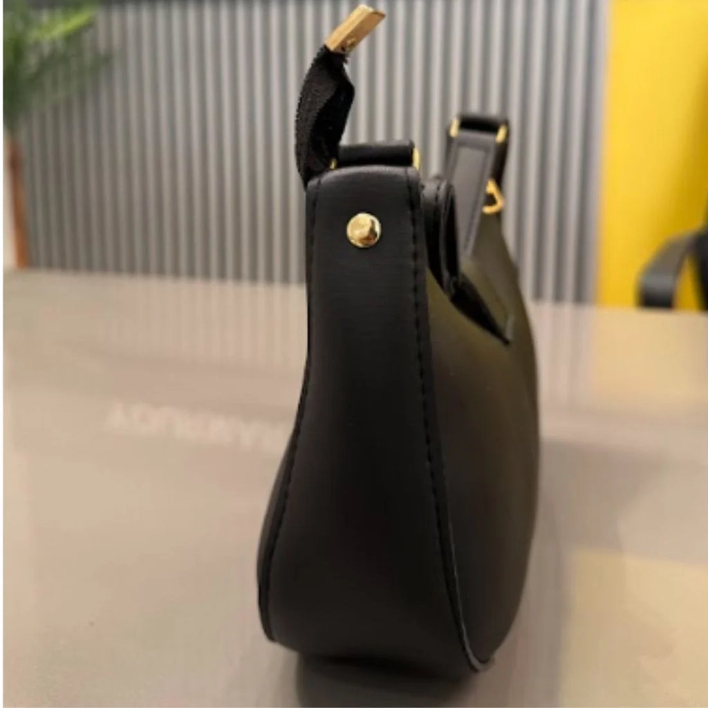 Elegant black crescent shoulder bag