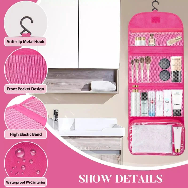 Travel Roll-Up Hanging Cosmetic & Toiletry Organizer Bag