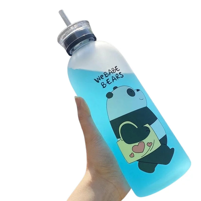 Cute frosted bottle with straw