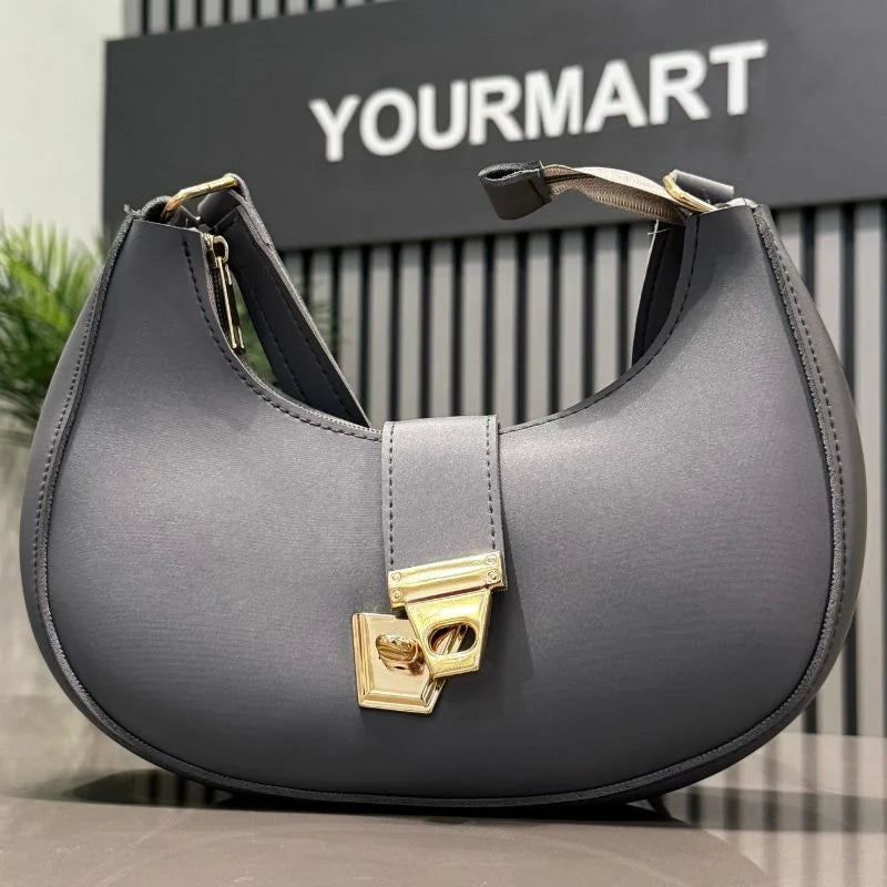 Stylish Gray Crescent Handbag
