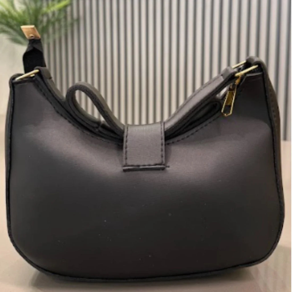 Elegant black crescent shoulder bag