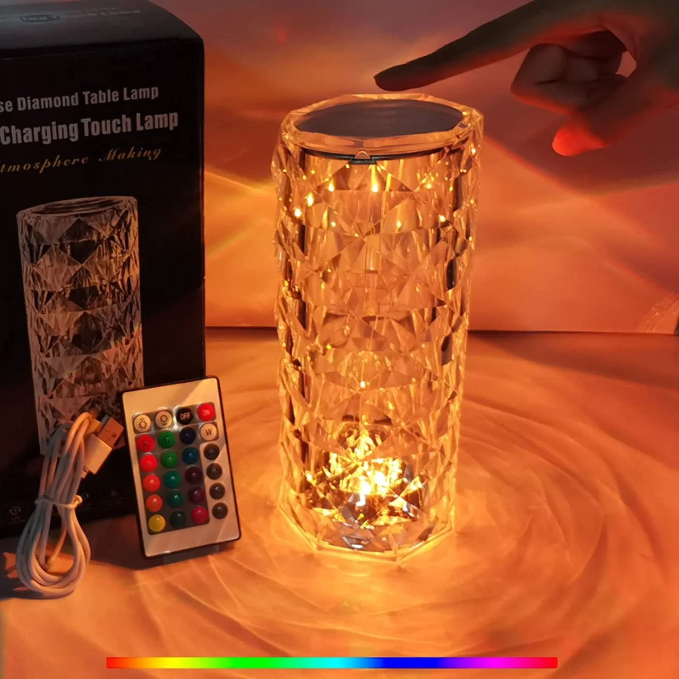 Romantic Diamond Rose Crystal Lamp