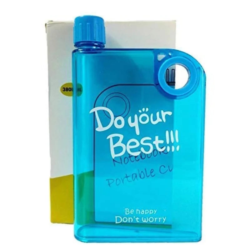 Slim portable notebook-style water bottle