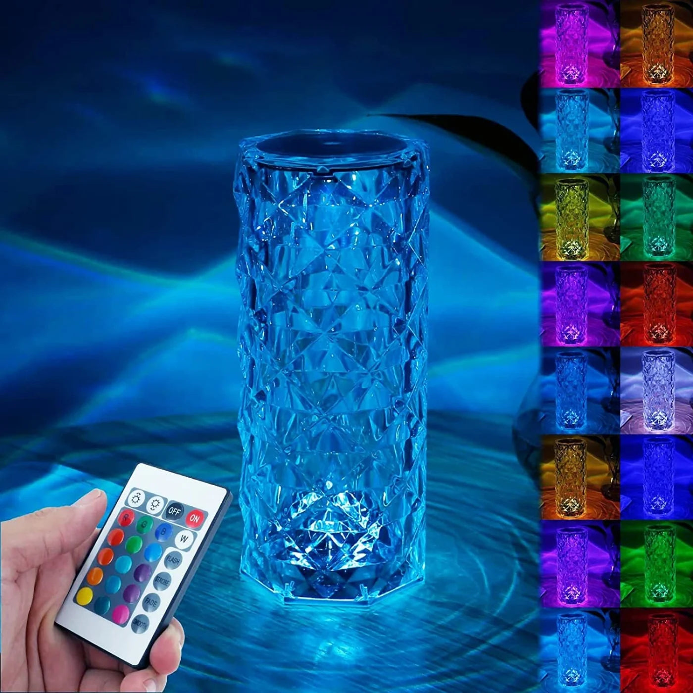 Romantic Diamond Rose Crystal Lamp